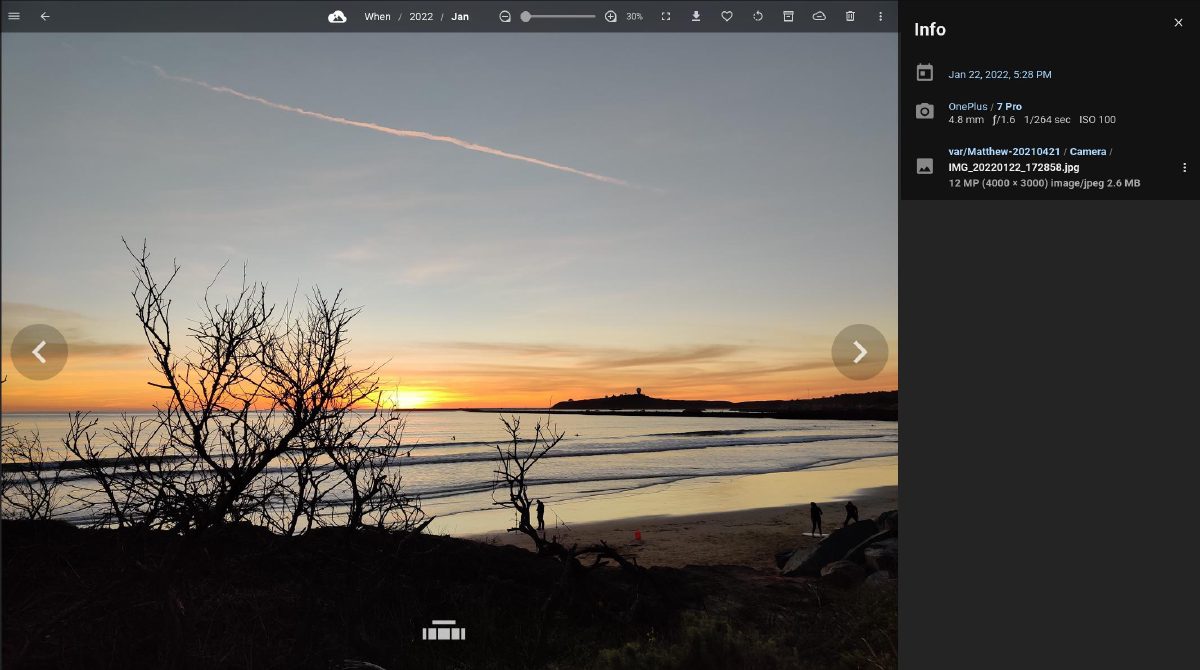 A photo displayed full-screen in PhotoStructure