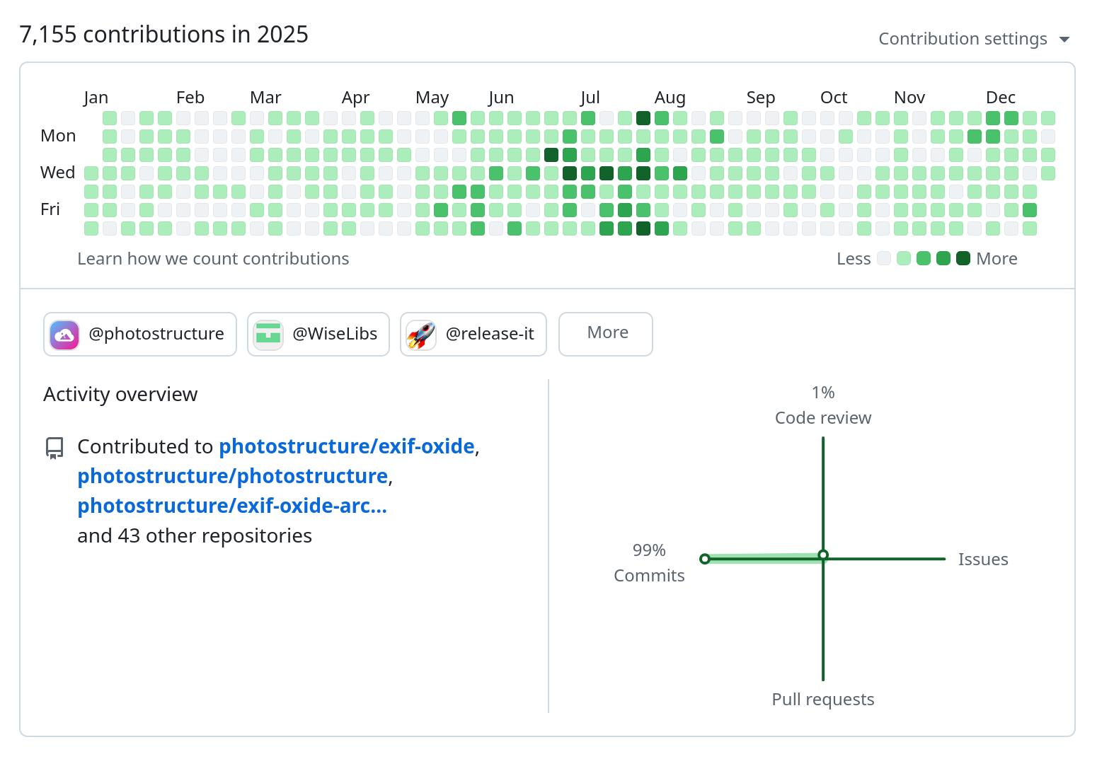 GitHub activity graph for 2025